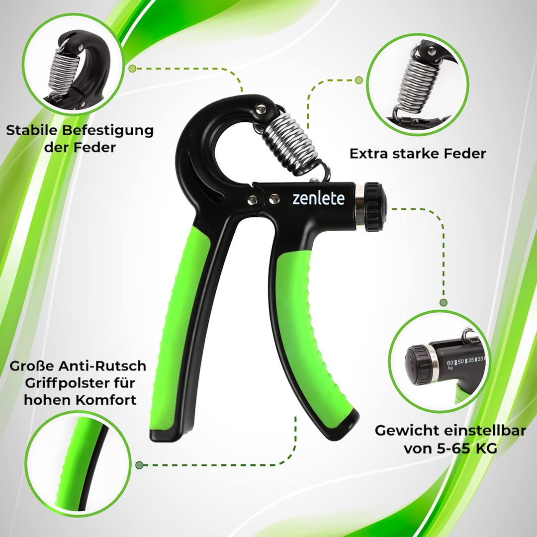 Profi Fitness Handtrainer 5-65 kg Widerstands-Markierungen, 2-er Set Fingerhantel einstellbar, Finge