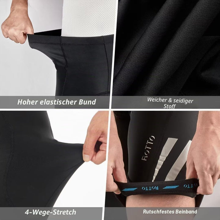 ROTTO Radlerhose Herren Fahrradhose Kurz Radhose Gepolstert Gemütlich stossfeste, 01 Schwarz(mit Str