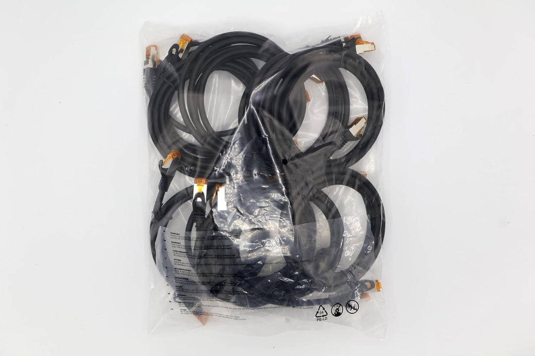 1,5m - Cat.7 Netzwerkkabel Schwarz - 10 Stück Gigabit Ethernet LAN Kabel 10000 Mbit s Patchkabel Cat