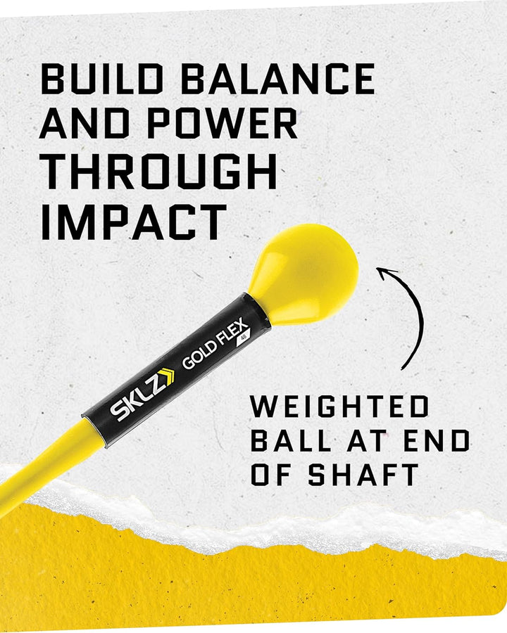 SKLZ Gold Flex, Golf Swing Trainer, Golf Accessories, Golf Training Aids, Flexible Fiberglass, Yello