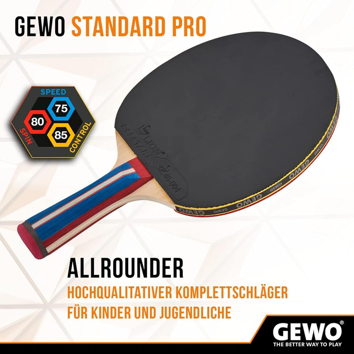 GEWO Standard PRO Tischtennisschläger - Kontrollierter Anfänger Tischtennis-Schläger - Komplettschlä