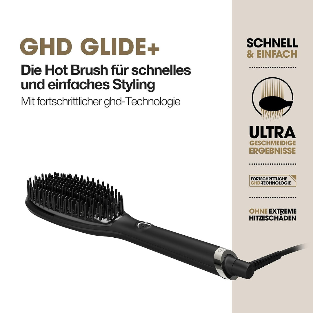 ghd glide+ Hot Brush: Haarglätter Bürste für trockenes Haar, elektrische Hot Brush für Sleek Styling