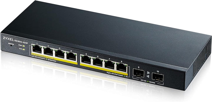 ZyXEL 8-Port Gigabit Ethernet Smart Managed PoE Switch mit 77 Watt Budget - lüfterloses Design und 2