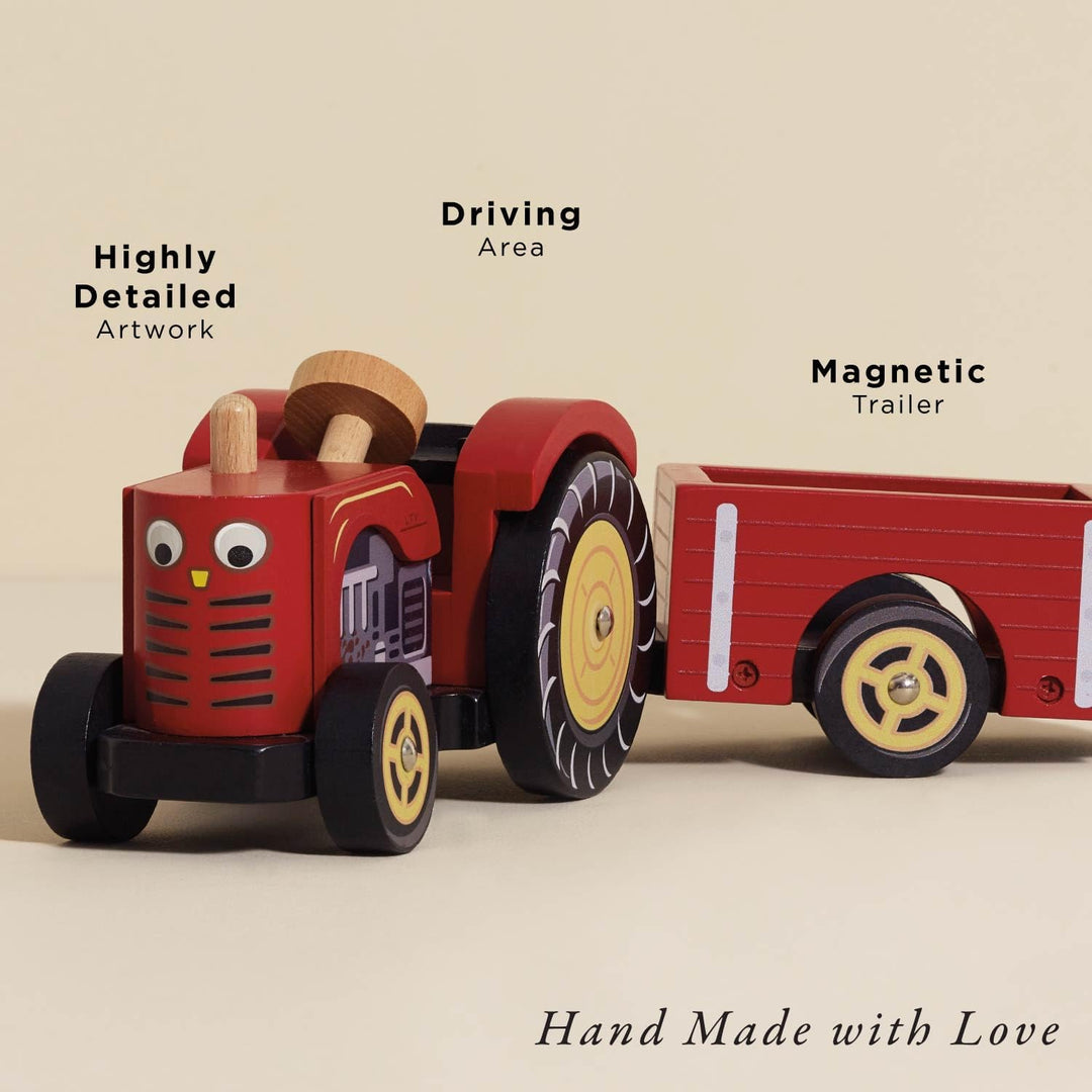 Le Toy Van – Pädagogischer Berties Trecker aus Holz | Bauernhof &amp; Tiere-Sammlung | Holzfiguren-Spiel
