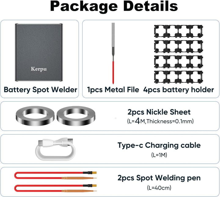Akku Punktschweissgerät,Kerpu Batterien Punktschweissgerät im Taschenformat mit 11 einstellbaren Gän