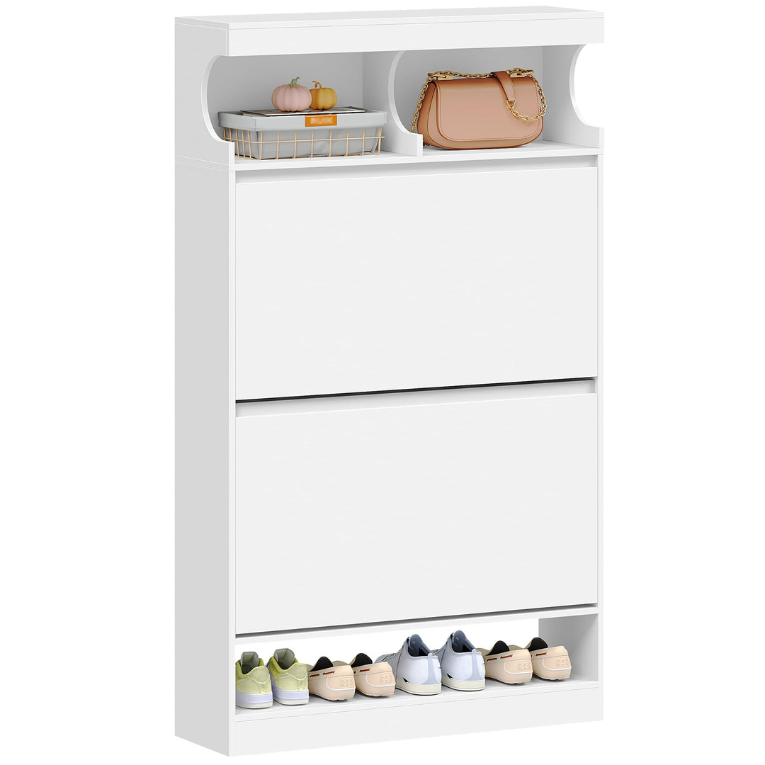 Hzuaneri Schuhschrank, Schuhaufbewahrung, Holz Schuhkipper, Schuhregal, Offenes Fach, Trennwand Vers