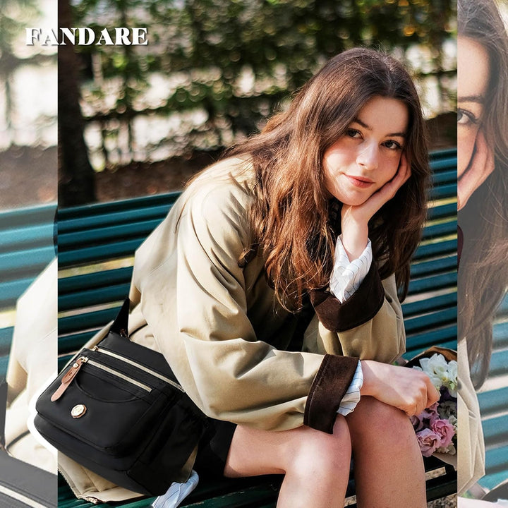 FANDARE Ultraleicht Damen Umhängetasche Nylon Schultertasche Handtaschen Elegant Umhängetasche mit v