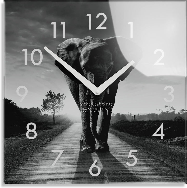 FLEXISTYLE Wanduhr Eckig Wohnzimmer 30 x 30 cm, aus Glas, mit Direktdruck modern ohne tickgeräusche