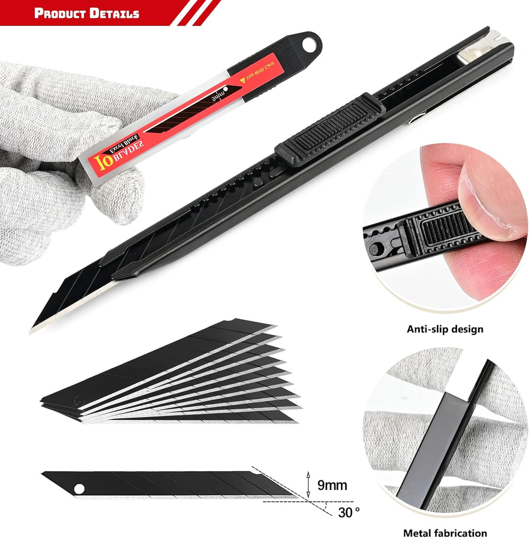 EHDIS Kit Cuttermesser mit Kingen von einem Rostschutz-Ölfilm beschichtet - 3 Stück Cuttermesser 9mm