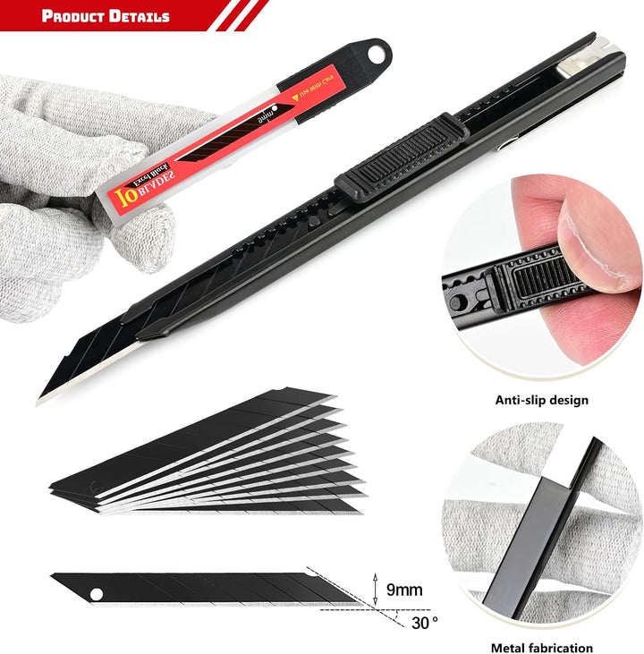 EHDIS Kit Cuttermesser mit Kingen von einem Rostschutz-Ölfilm beschichtet - 3 Stück Cuttermesser 9mm
