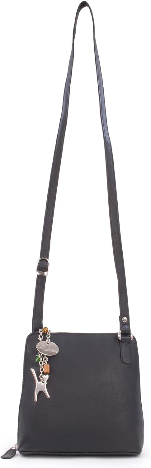 Catwalk Collection Handbags - Leder - Mittlere Grösse Umhängetasche/Schultertasche - ELEANOR Schwarz