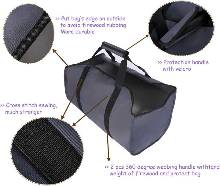 TESSLOVE Tragetasche für Kaminholz, Leinen, extra gross, langlebig, ideal für Kamine, Holzöfen, Bren