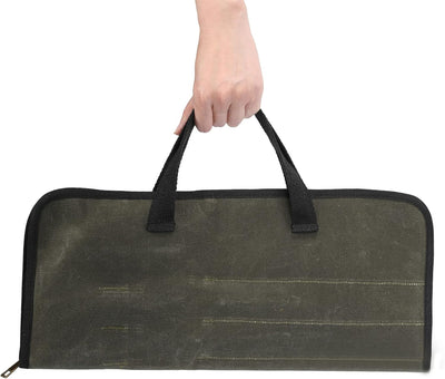Denifiter Messerrolltasche mit robusten Tragegriff, strapazierfähiges gewachstes Segeltuch(Armeegrün
