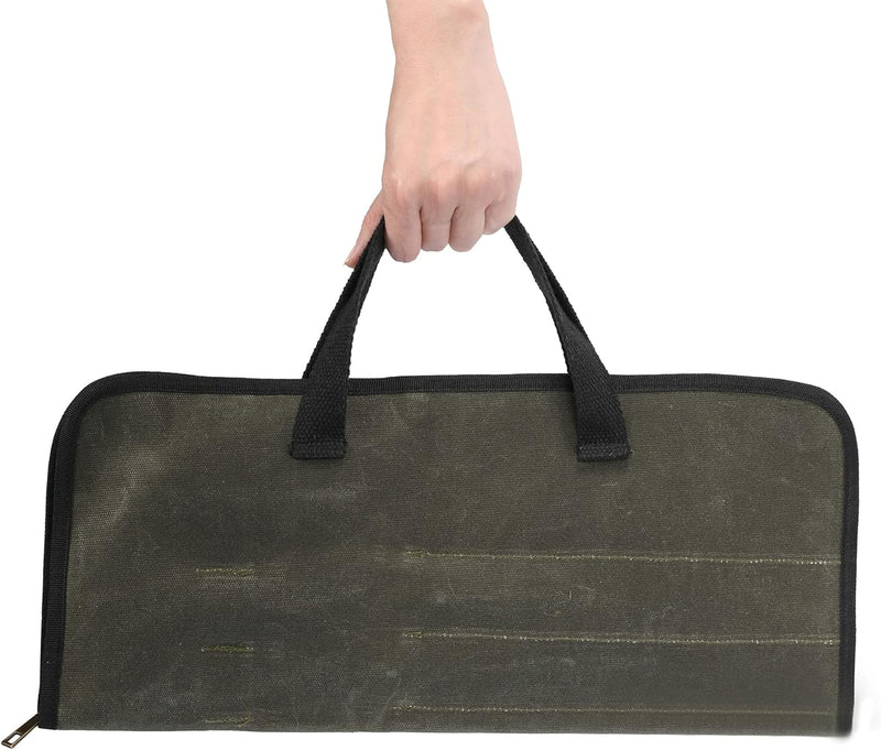 Denifiter Messerrolltasche mit robusten Tragegriff, strapazierfähiges gewachstes Segeltuch(Armeegrün
