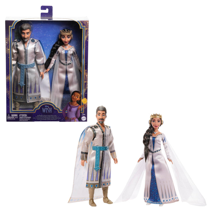 Mattel Disneys Wish, König Magnifico und Königin Amaya von Rosas, 2er-Pack, posierbare Modepuppen mi