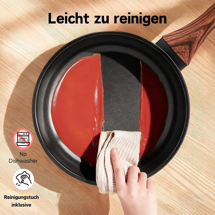 LEADZM Keramik Topfset Induktion，Pfannenset，Kochtopf Set mit Deckel，Induktions Töpfe Set，20-Teilig，A