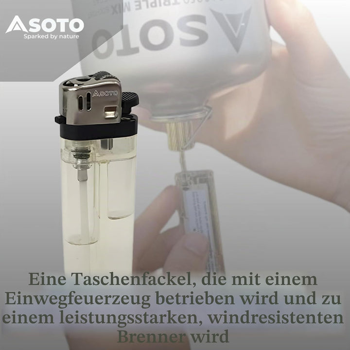 SOTO Pocket Torch with Lighter Schwarz - Leistungsstarker cleverer Feuerzeug Brenner, Grösse One Siz