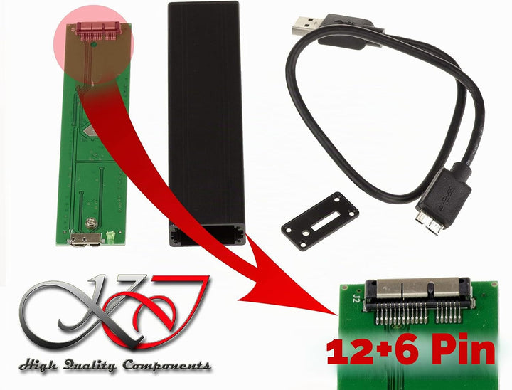 KALEA-INFORMATIQUE Mac Air 2010 2011 SSD-Gehäuse auf USB3 (USB 3.0 5G) für Mac SSDs mit 6+12 Pins (M