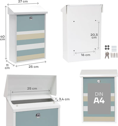 ARREGUI Premium E5601-STR Briefkasten aus Verzinktem Stahl, mit im Siebdruck lackiertem Linien - Mot