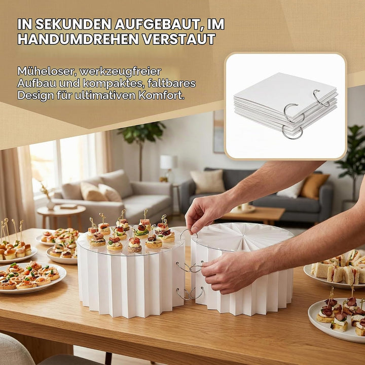 4 Stück Faltbare Buffet Erhöhungen Tortenständer aus Karton Buffet Ständer Weiss Kuchen Display Stän