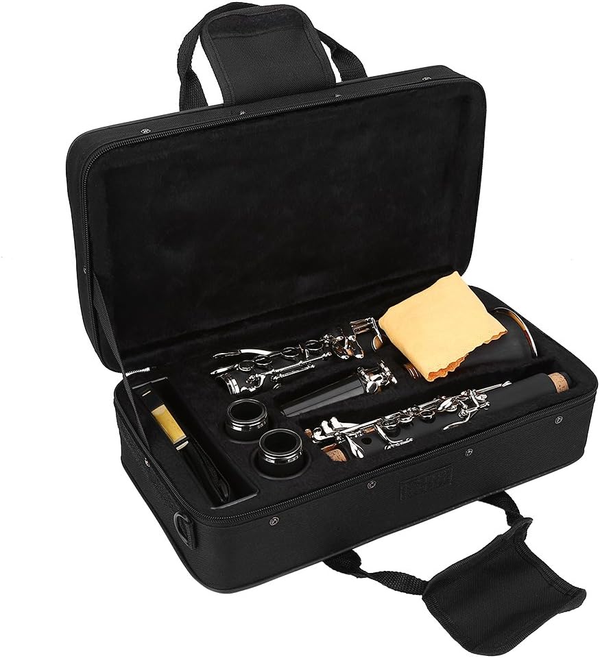 B Klarinette, 17 Key Absteigend B Ton Bakelit Klarinette mit Reeds Reinigungstuch Tasche Holz blasin