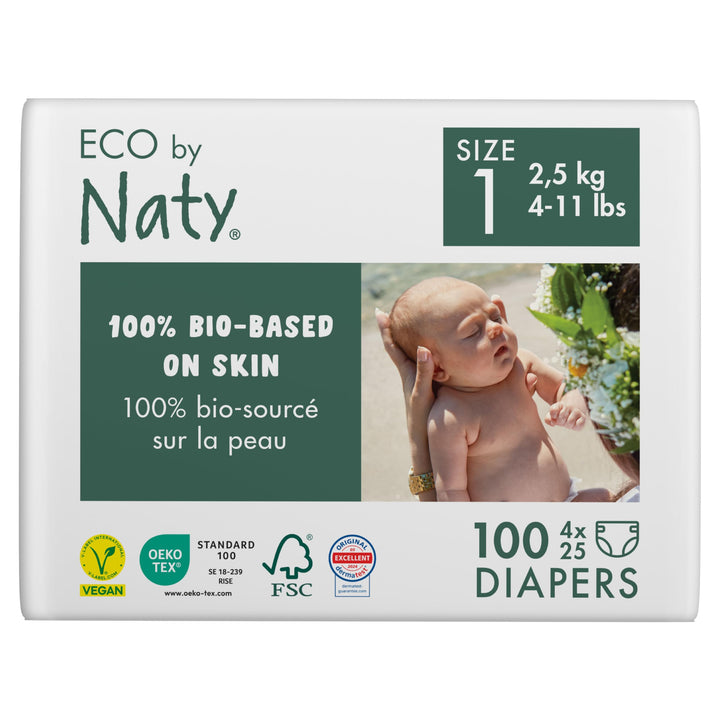 Eco by Naty Baby Öko Windeln - umweltfreundliche Premium-Bio Windeln aus pflanzenbasierten Materiali