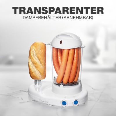 Clatronic HDM 3420 Hot-Dog-Maker inklusiv Eierkocher, Für 1 bis 14 Würstchen (z. B. „Frankfurter“, „