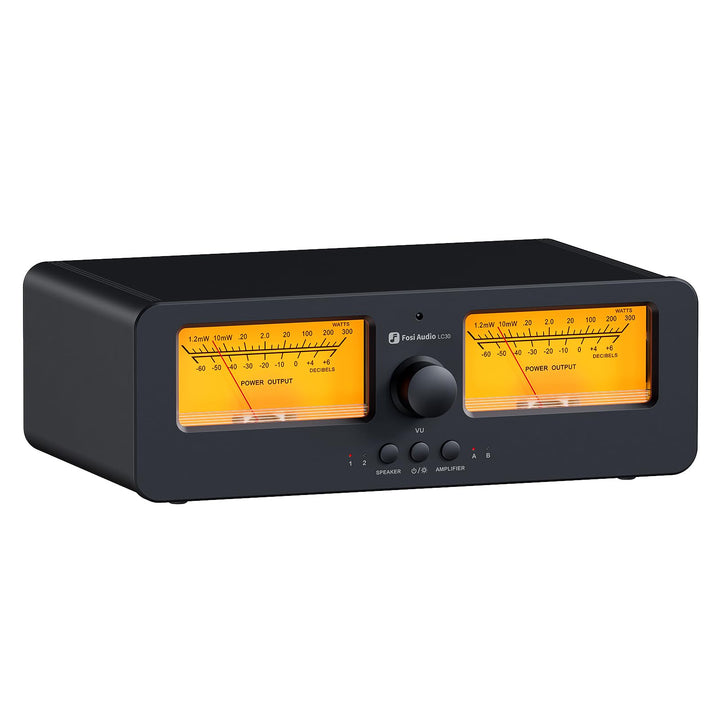 [Verbessert] Fosi Audio LC30 VU Meter Verstärker Lautsprecherwähler-Box, 2-Wege Analog-Audioschalter