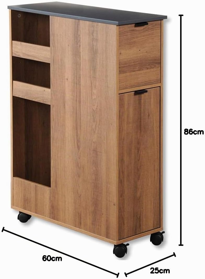 KESPER Nischenregal 24851-13 Spanplatte Holzdekor mit Lenkrollen/Servierwagen