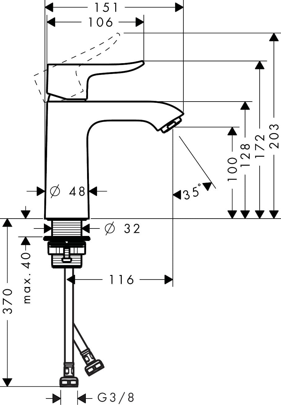 hansgrohe Wasserhahn Metris (Armatur mit Auslaufhöhe 110mm, ohne Ablaufgarnitur) Chrom Chrom Auslauf