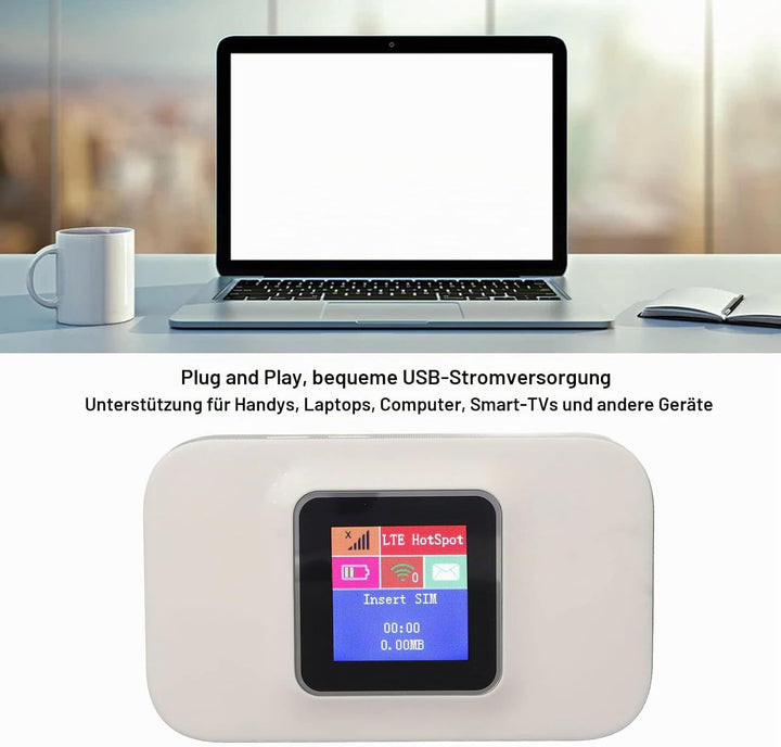 Focket Mobiler 4G-LTE-WLAN-Hotspot, Tragbarer WLAN-Hotspot-Router, 300 Mbit/s High-Speed-Pocket-WLAN