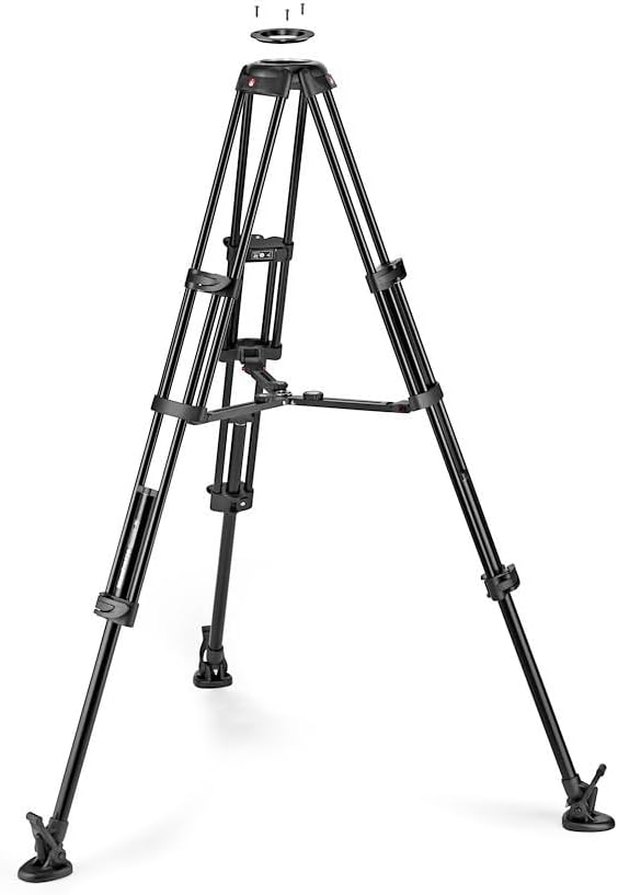 Manfrotto 504X Fluid-Videokopf mit Doppelstativ, Kit mit Aluminiumstativ und Videokopf, Doppelbein m