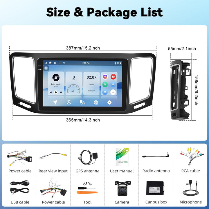4+128G Android 15 Autoradio für Volkswagen Sharan II 7N Seat Alhambra II 2012-2015, 9" Incell Touchs