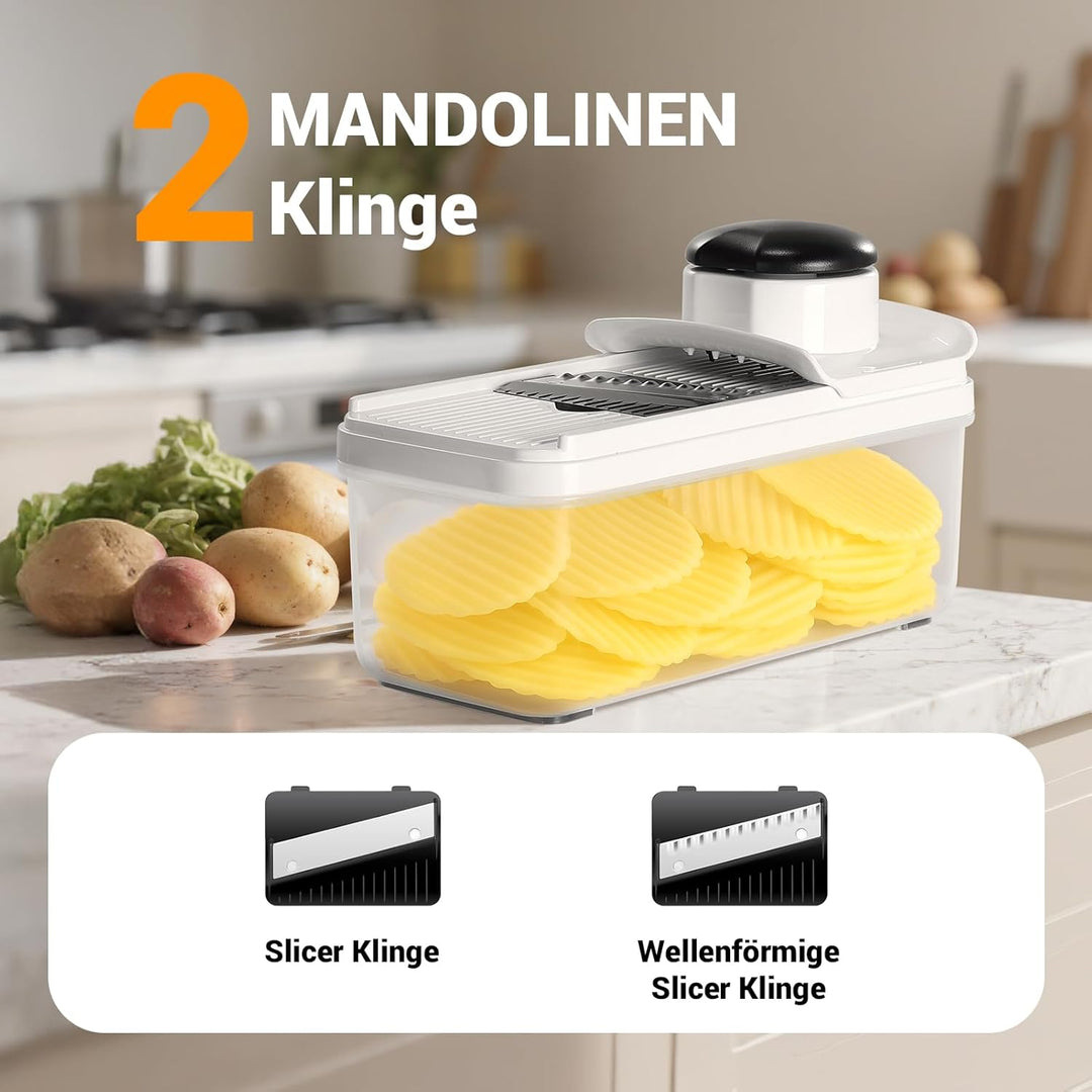 Gemüseschneider, Mandoline Gemüsehobel, Gurkenhobel Zwiebelschneider, 12 in 1 Multifunktionaler Gemü