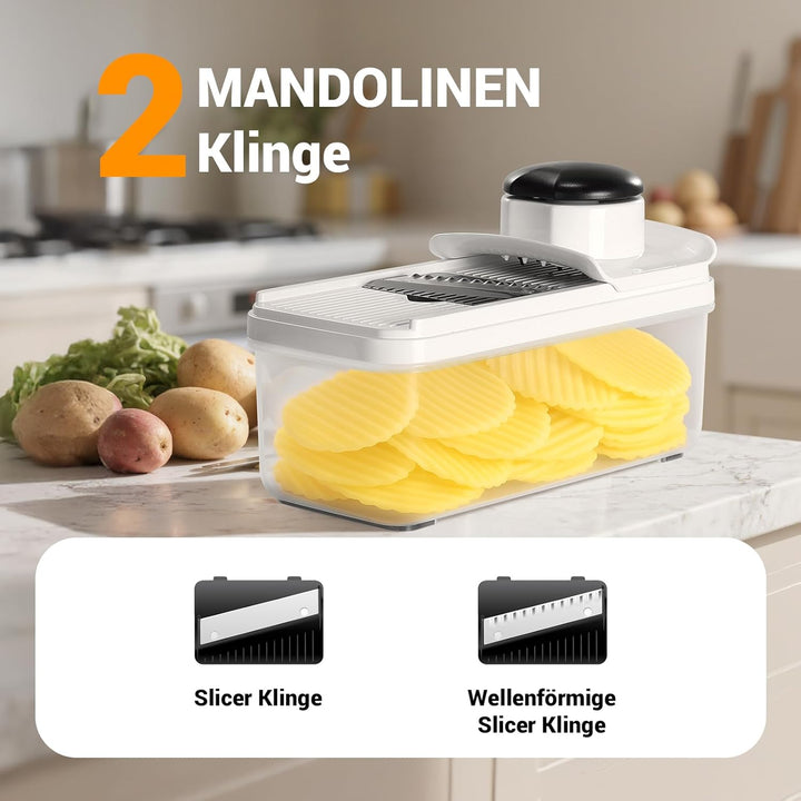 Gemüseschneider, Mandoline Gemüsehobel, Gurkenhobel Zwiebelschneider, 12 in 1 Multifunktionaler Gemü