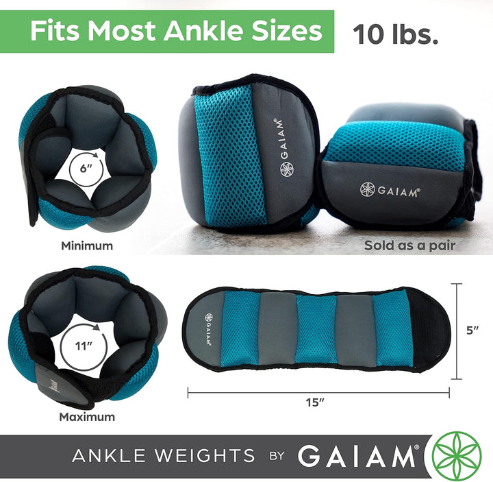 Gaiam Knöchelgewichte Krafttraining Gewichtssets für Damen & Herren mit verstellbaren Trägern – Walk