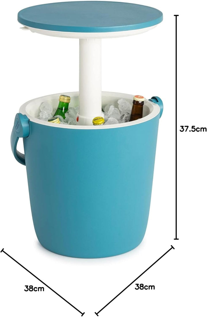 Keter Kühlbox Go Bar, mobiler 2-in-1-Getränkekühler und Serviertisch, ausziehbar, blau, wetterfest