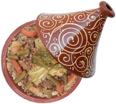 Marokkanische Tajine, Rund, Ø 30 cm, glasiert zum Kochen für 4-5 Personen, Tontopf, Gartopf, Schmort