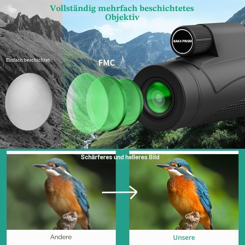 Leistungsstarkes Fernglas für Erwachsene - Kompaktes Fernglas 8x21 mit FMC Objektiv BAK4 Prisma, kle