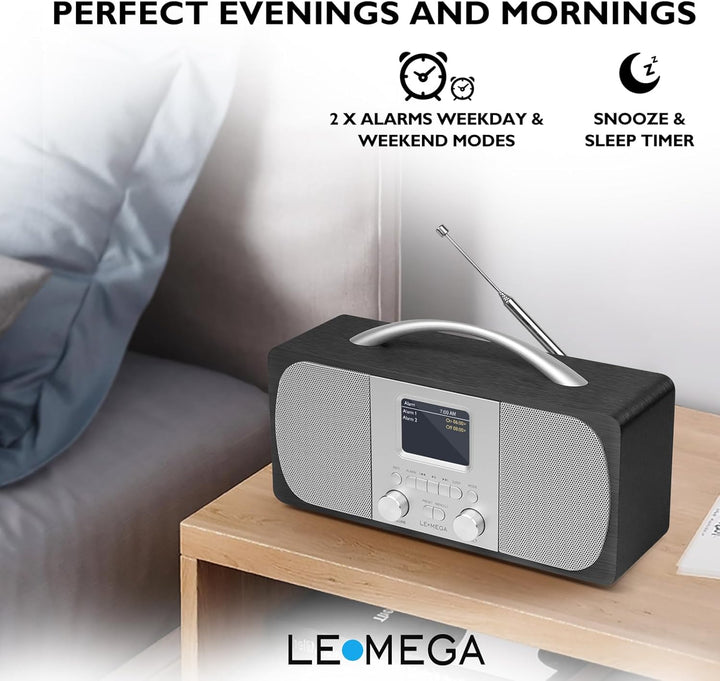 Tragbares DAB Radio | Digitalradios netz- und Batteriebetrieben | DAB Radiowecker | UKW-Radio,Blueto