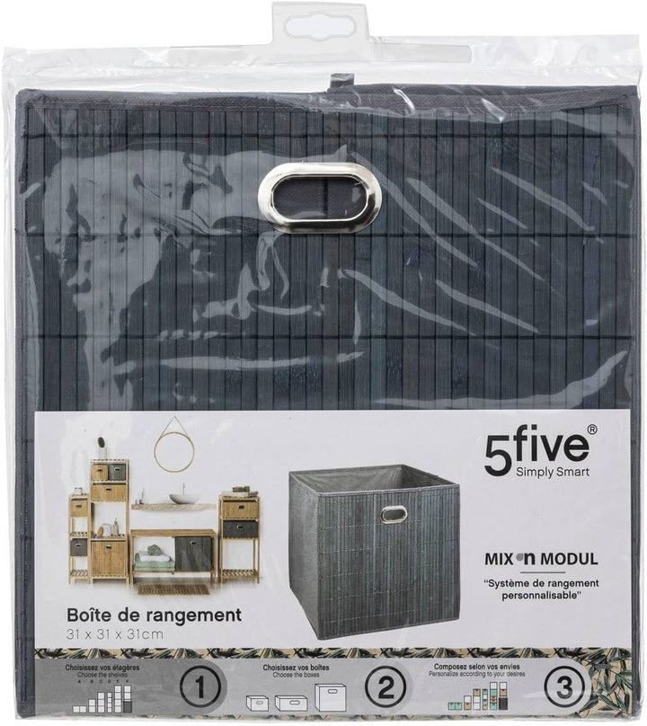 Grauer Bambus-Aufbewahrungskorb L 31x31x31 cm Grau, 31x31x31 cm Grau