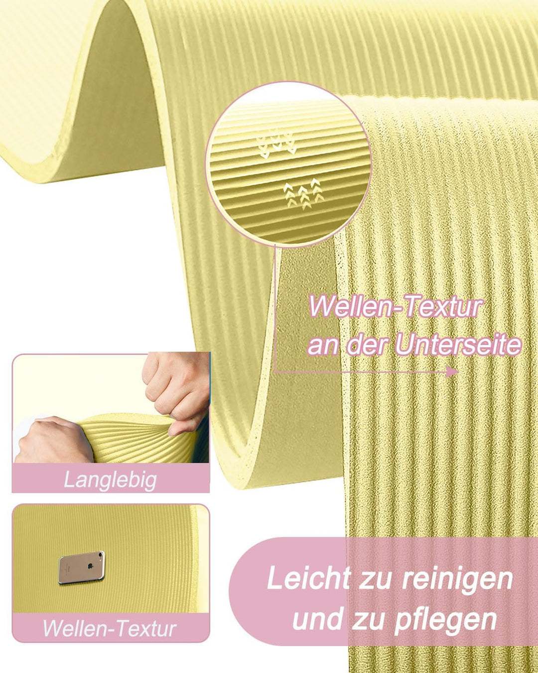 Yogamatte XXL 200x130cm NBR Gymnastikmatte 10/15/20mm Dick Fitnessmatte Extra Gross Breit Sportmatte