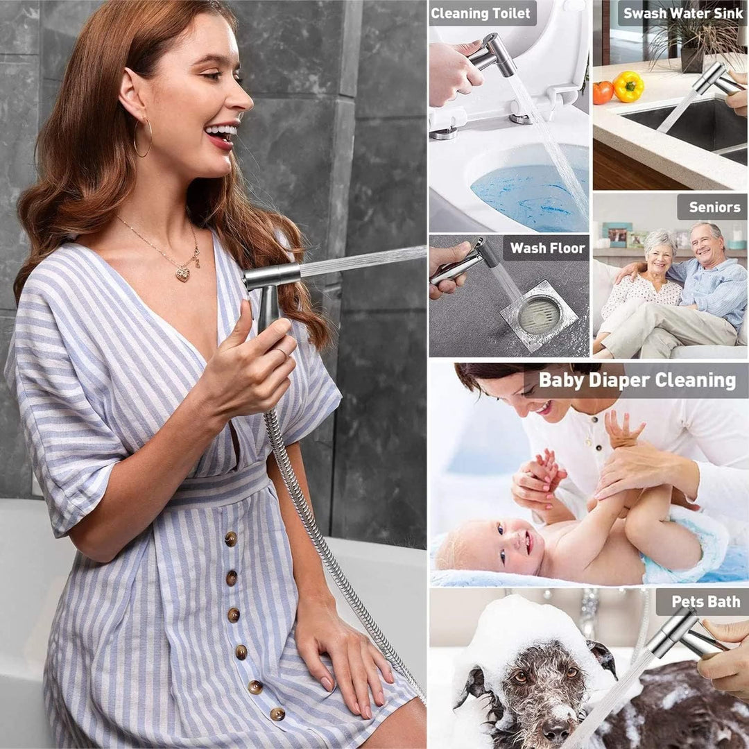 Bidet-Sprühgerät für WC, Handsprühgerät, Badezimmer-Sprühkopf-Set, Sprühaufsatz mit 144 cm Schlauch,