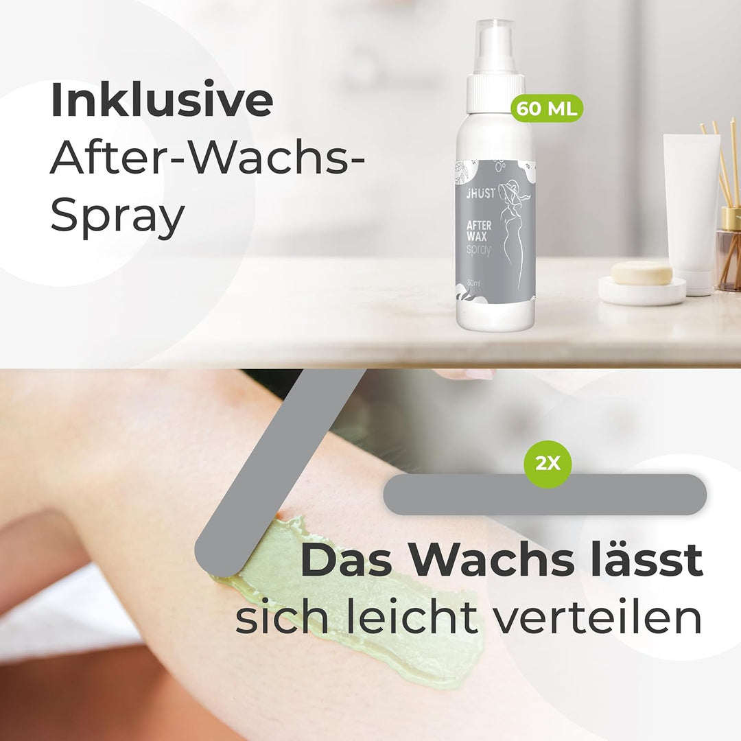 Wachswärmer-Set Grau mit 600 g Wachsperlen und umfangreichem Zubehör, inklusive After-Wax-Spray, Wac