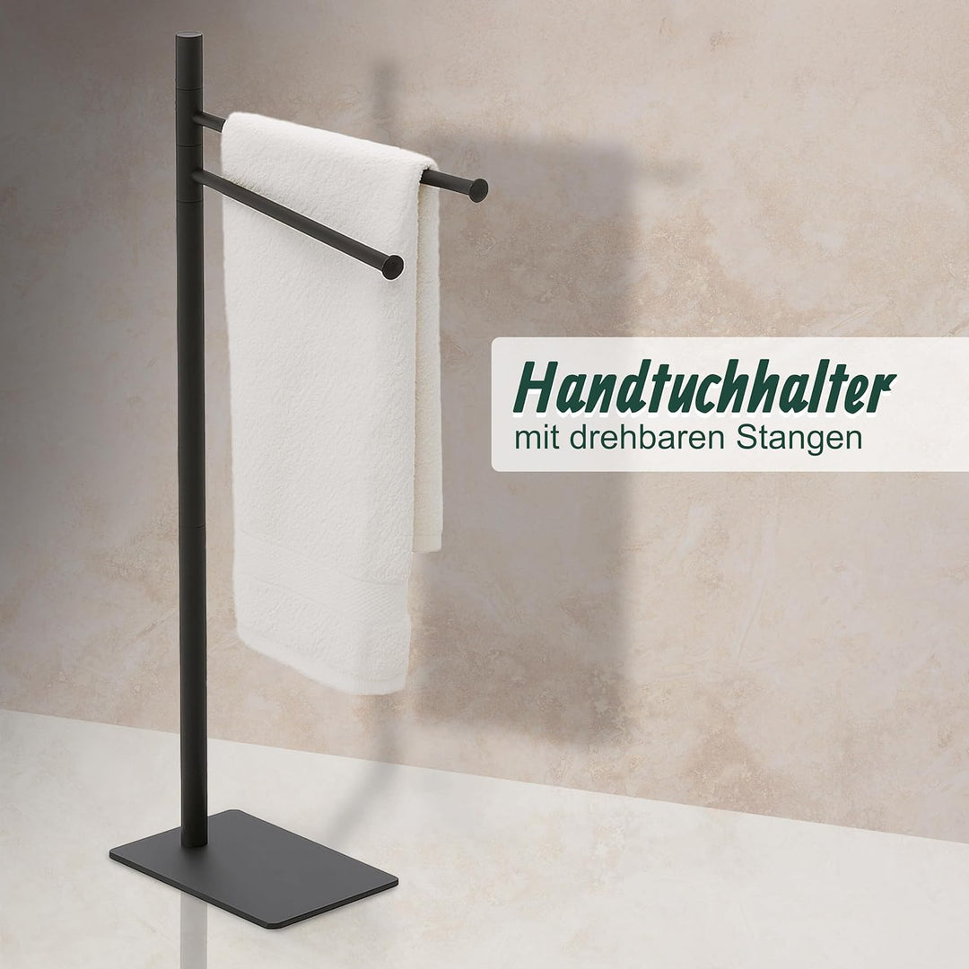 Relaxdays Handtuchständer, HxBxT: 78 x 33,5 x 14 cm, Edelstahl, 2 bewegliche Stangen, stehender Hand
