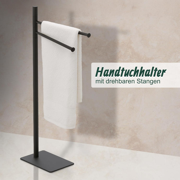 Relaxdays Handtuchständer, HxBxT: 78 x 33,5 x 14 cm, Edelstahl, 2 bewegliche Stangen, stehender Hand