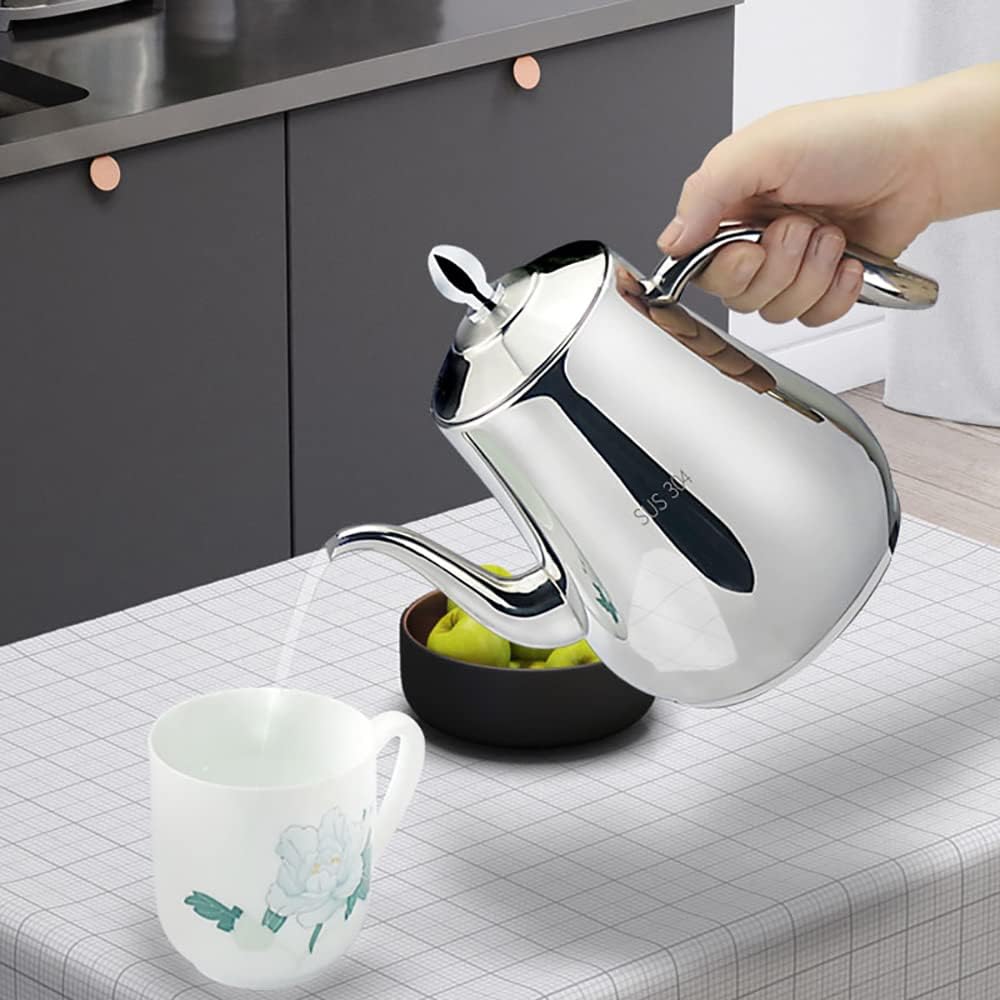 SANQIAHOME 1550ml Edelstahl-Teekanne mit herausnehmbarem Siebeinsatz, Qualitäts-Teekanne mit kleinem