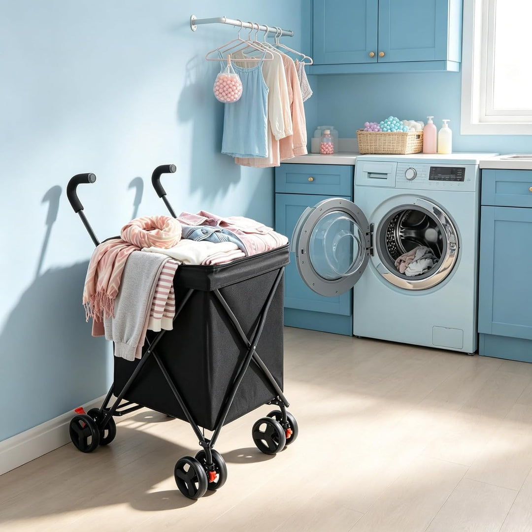 Einkaufstrolley Klappbar 38L Handwagen mit Tasche Outdoor Einkäufe | Polyester und Metall, Klappwage