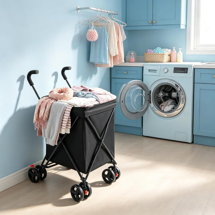 Einkaufstrolley Klappbar 38L Handwagen mit Tasche Outdoor Einkäufe | Polyester und Metall, Klappwage