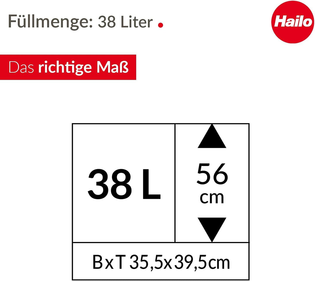 Hailo ProfiLine Öko XL - Mülltrennsystem Erweiterungseinheit 38 L - Robustes Gestell und weit öffnen